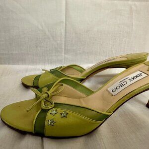 Jimmy Choo Lime Green Star Kitten Heels